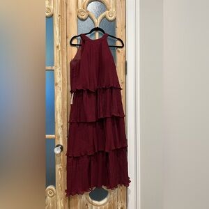 Elegant Burgundy Tiered Dress
